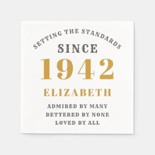 80. Geburtstag 1942 Fully Editable Gold White Serviette