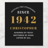 80. Geburtstag 1942 Schwarzer Retro Personalisiert Weinetikett (Einzelnes Label)