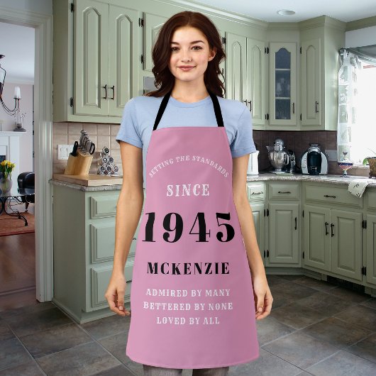 80. Geburtstag 1945 Name Chic Elegant Rosa Schürze