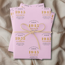 80. Geburtstag 1945 Name Rosa Grau hinzufügen Geschenkpapier Set