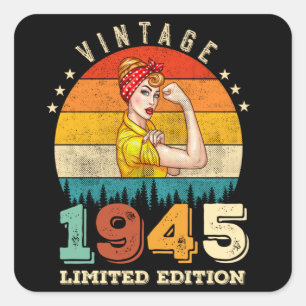 80. Geburtstag 1945 Vintage 80. Geburtstag Frauen Quadratischer Aufkleber