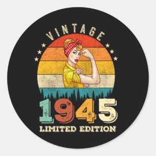 80. Geburtstag 1945 Vintage 80. Geburtstag Frauen Runder Aufkleber