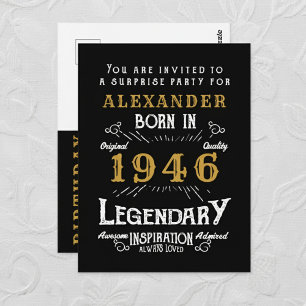 80. Geburtstag 1946 Black Gold Legend Einladung Postkarte