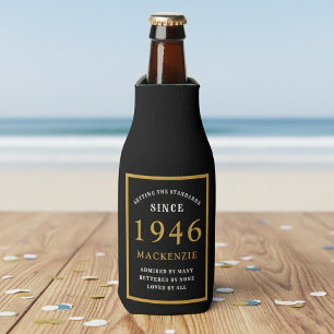 80. Geburtstag 1946 Name Elegant Chic Schwarz Gold Flaschenkühler