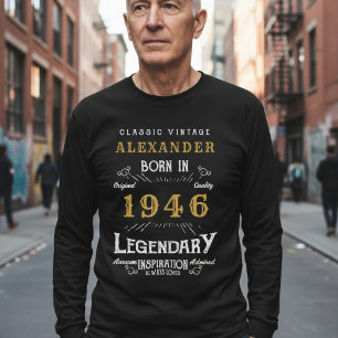 80. Geburtstag 1946 Namen hinzufügen Schwarz Gold T-Shirt