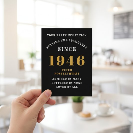 80. Geburtstag 1946 Schwarzes Gold Einladung Postkarte