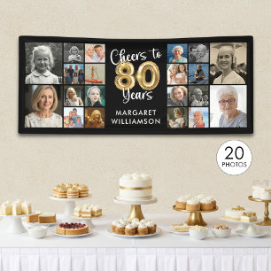80. Geburtstag 20 Foto Collage Cheers to 80 Years Banner
