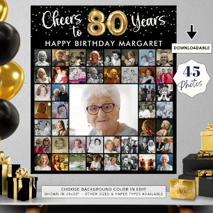 80. Geburtstag 45 Foto Collage Cheers to 80 Years Poster