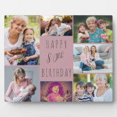 80. Geburtstag 7 Foto Collage Pink Fotoplatte (Vorderseite)