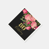 80. Geburtstag 80. Black Gold Elegant Serviette (Ecke)