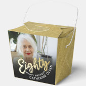80. Geburtstag 80 Drehbuch Gold schwarzes Foto Geschenkschachtel (Vorderseite)