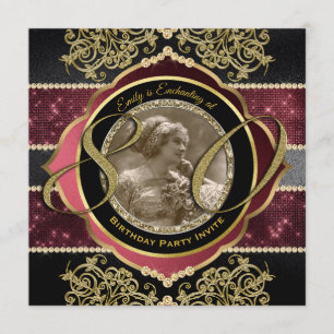 80. Geburtstag 80. Gold Ruby Gems Foto Frame Einladung