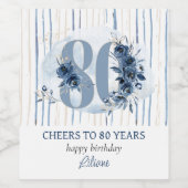 80. Geburtstag - 80 Jahre Blumennummer Weinetikett (Einzelnes Label)