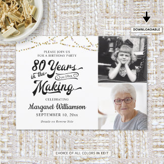 80. Geburtstag 80 JAHRE IM MAKING Black Gold Einladung