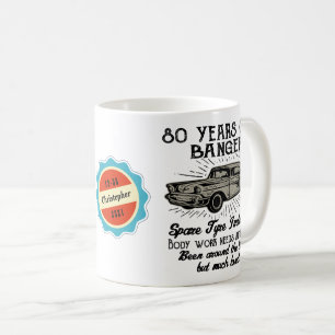 80. Geburtstag 80 Personalisiertes Frischluftauto Kaffeetasse