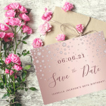 80. Geburtstag 80 Rose Golddiamanten Save the Date