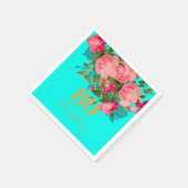 80. Geburtstag Achtzigeth Aqua Blue Gold Elegant Serviette (Ecke)