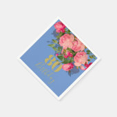 80. Geburtstag Achtzigste Blaue Rose Gold Elegant Serviette (Ecke)
