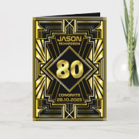80. Geburtstag Art Deco Gold Black Great Gatsby
