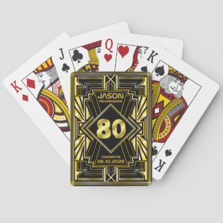 80. Geburtstag Art Deco Gold Black Great Gatsby Spielkarten