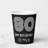 80. Geburtstag — Art Deco Inspiriert Aussehen "80" Pappbecher (Rückseite)