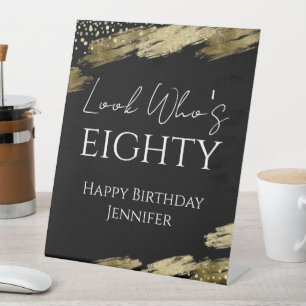 80. Geburtstag Aussehen, wer Gold Black Pedestal S Sockelschild