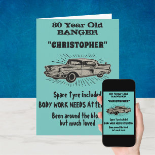 80. Geburtstag Banger Liebe Vintage Car Retro Stil Karte