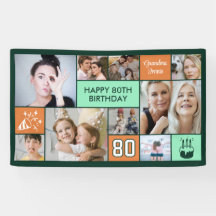 80. Geburtstag Benutzerdefinierte Fotocollage Grün