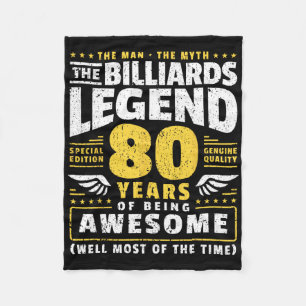 80. Geburtstag Billard Player 80 Jahre alt Billia Fleecedecke