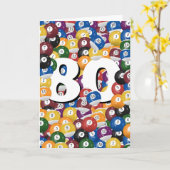 80. Geburtstag Billiard Balls Karte (Gelbe Blume)