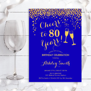 80. Geburtstag - Bis zu 80 Jahre Gold Royal Blue Einladung