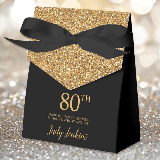 80. Geburtstag Black Gold Glitzer Vielen Dank Geschenkschachtel