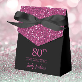 80. Geburtstag Black Hot Pink Glitzer Vielen Dank Geschenkschachtel