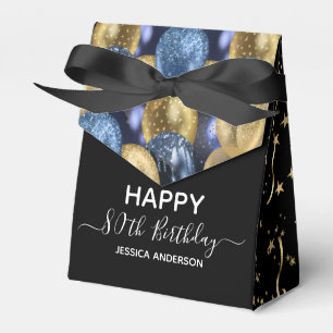 80. Geburtstag Blue Gold Glitzer Balloons Gefallen Geschenkschachtel