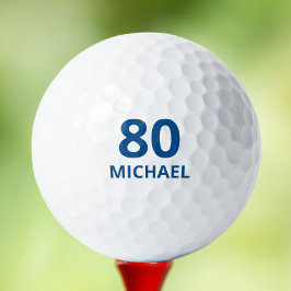 80. Geburtstag Blue Script Personalisiert Name Golfball