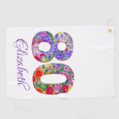 80. Geburtstag blumenfarbenes Golf Handtuch (Horizontal)