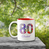 80. Geburtstag Blumenfarbname Tasse