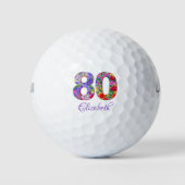 80. Geburtstag Blumengolfbälle Golfball (Vorderseite)