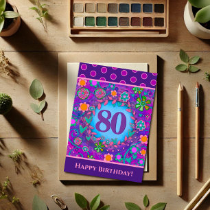 80. Geburtstag Blumenrosa Green Inspirivity Card Karte