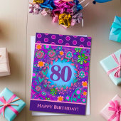 80. Geburtstag Blumenrosa Green Inspirivity Card Karte