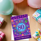 80. Geburtstag Blumenrosa Green Inspirivity Card Karte