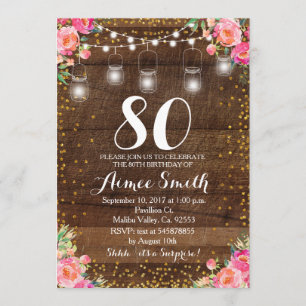 80. Geburtstag Boho Blumengeburtstag Einladung