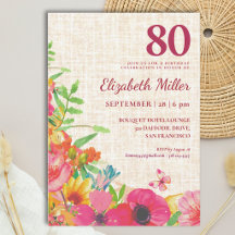 80. Geburtstag Bold Floral Linen Party