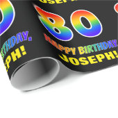 80. Geburtstag: Bold, Fun, Simple, Rainbow 80 Geschenkpapier (Rolleneckpunkt)