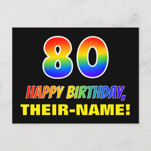 80. Geburtstag: Bold, Fun, Simple, Rainbow 80 Postkarte