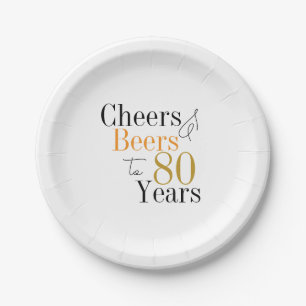 80. Geburtstag Cheers and Biere Minimales Party Pappteller