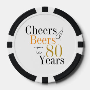 80. Geburtstag Cheers and Biere Minimales Party Pokerchips