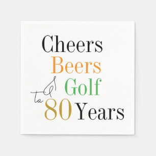 80. Geburtstag Cheers Beers Golf Minimal Party Serviette