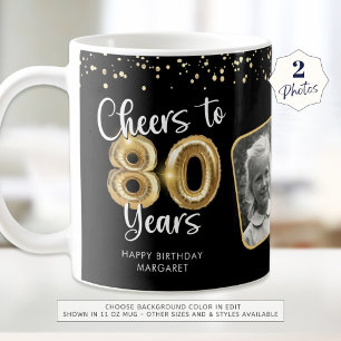 80. Geburtstag Cheers to 80 Years 2 Fotos Kaffeetasse
