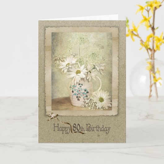 80. Geburtstag Daisy Bouquet Karte (Gelbe Blume)